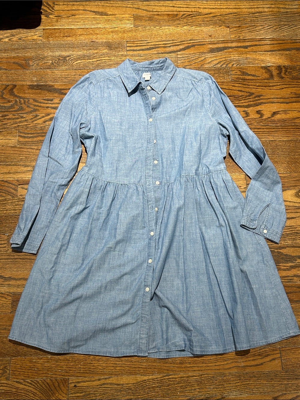 J. Crew Light Blue Chambray Long-Sleeve Shirt Dress